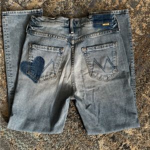 Like New - Mother The Dazzler Heart Patch Cropped Ankle Straight Leg